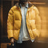 Men’s Yellow 90% White Duck Down Jacket – Warm Stand Collar Puffer Coat for Fall & Winter Casual Outerwear